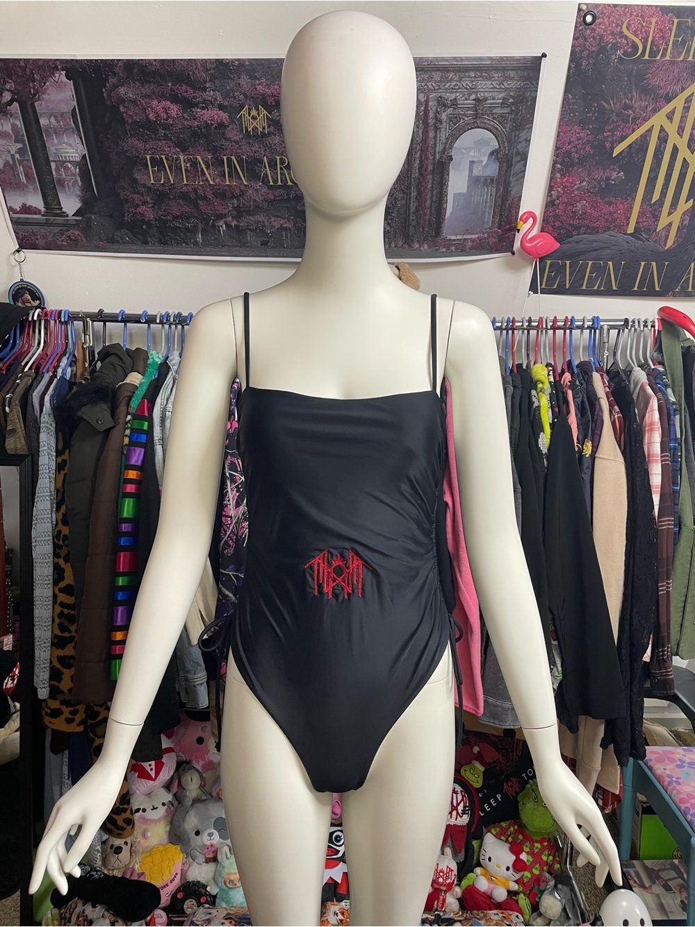 No Boundaries Embroidered Sleep Token Inspired Swimsuit One Piece Size Medium